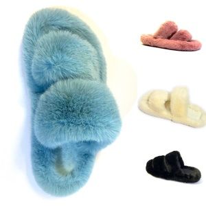 Women’s luxe furry slippers double band